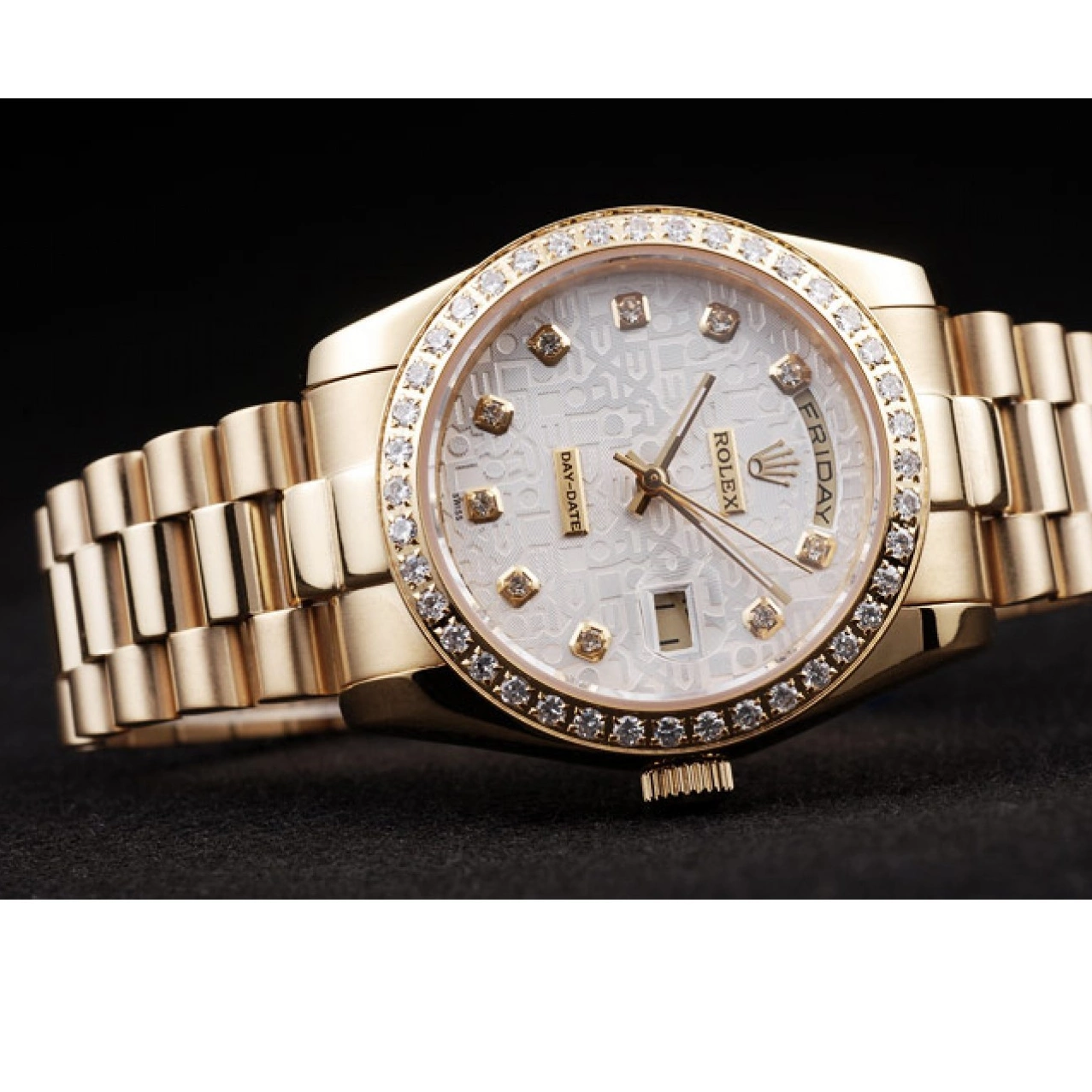 Best AAA Replica Sites Steel Yellow White Rolex Plated Dial Gold 18k Day-Date Stainless 0718